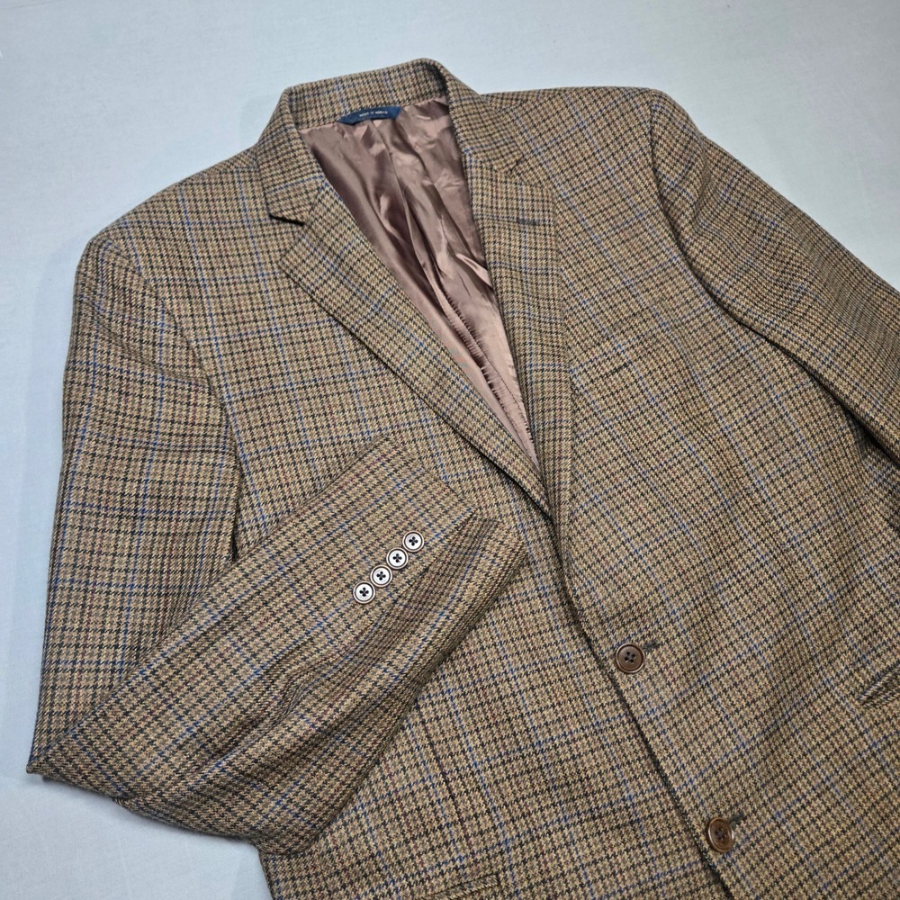 Brooks Brothers Regent Fit Sport Coat 44L Brown‎ Houndstooth Plaid Blazer